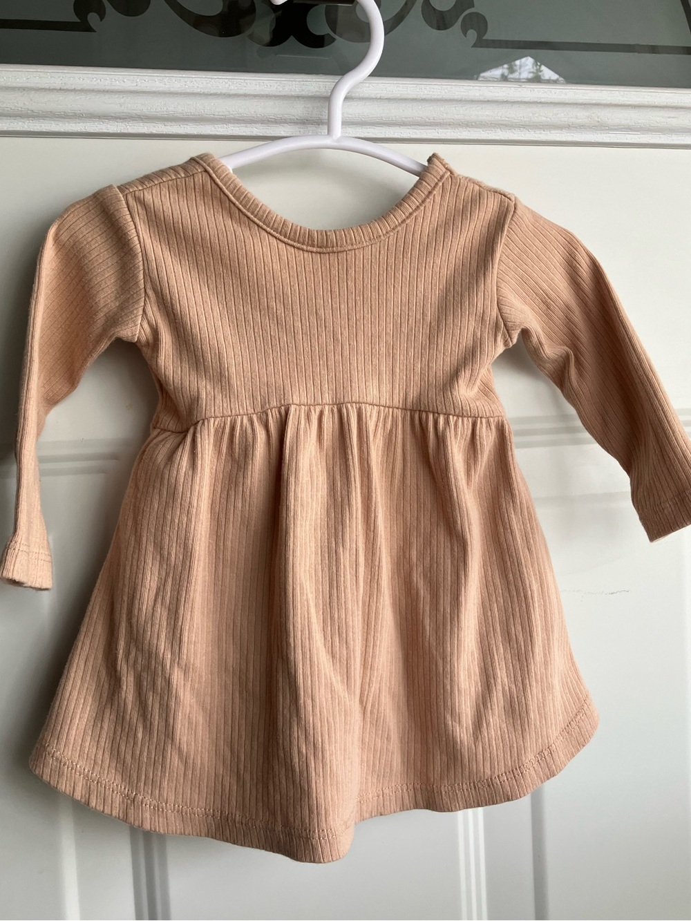 Quincy Mae neutral beige baby dress organic cotton 0-3 months
